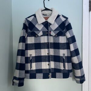 Levi's Cream and Blue Sherpa Jacket
